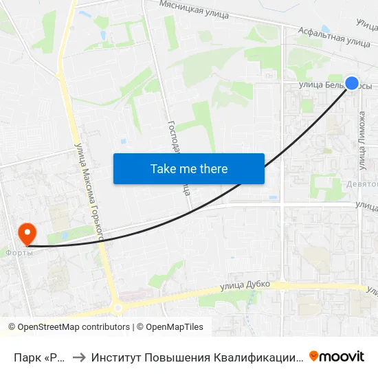 Парк «Районная» to Институт Повышения Квалификации И Переподготовки Кадров Гргу map