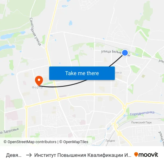 Девятовка-4 to Институт Повышения Квалификации И Переподготовки Кадров Гргу map