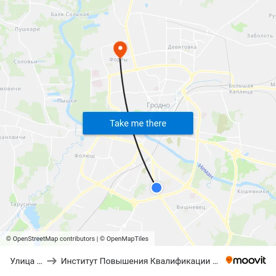 Улица Томина to Институт Повышения Квалификации И Переподготовки Кадров Гргу map