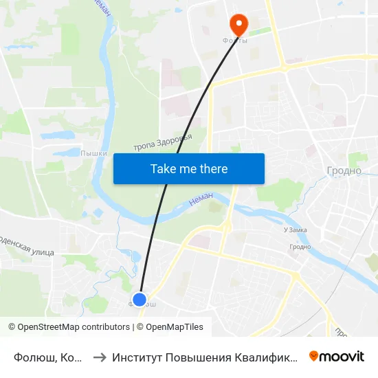 Фолюш, Кольцо (Высадка) to Институт Повышения Квалификации И Переподготовки Кадров Гргу map