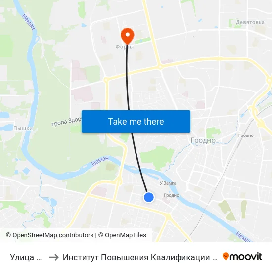 Улица Гагарина to Институт Повышения Квалификации И Переподготовки Кадров Гргу map