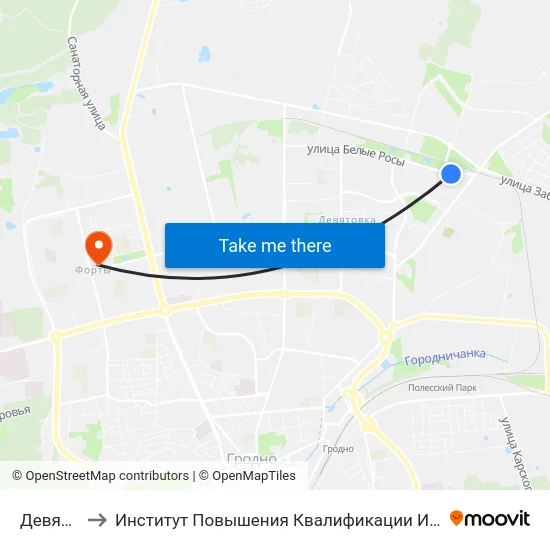 Девятовка-7 to Институт Повышения Квалификации И Переподготовки Кадров Гргу map
