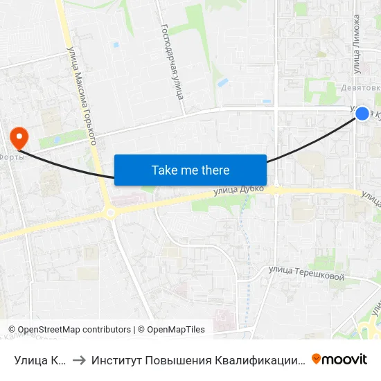Улица Курчатова to Институт Повышения Квалификации И Переподготовки Кадров Гргу map