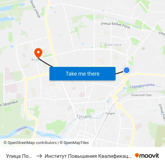 Улица Подкрыжацкая to Институт Повышения Квалификации И Переподготовки Кадров Гргу map