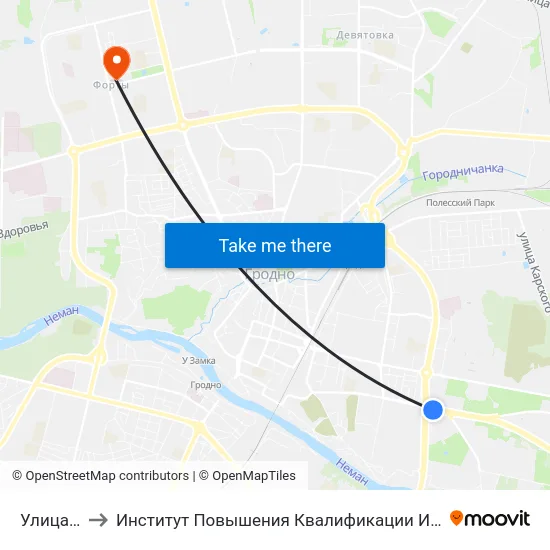 Улица Друцк to Институт Повышения Квалификации И Переподготовки Кадров Гргу map