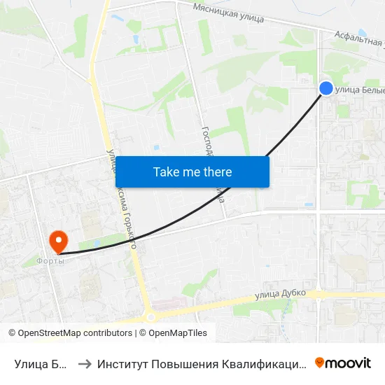 Улица Белые Росы to Институт Повышения Квалификации И Переподготовки Кадров Гргу map