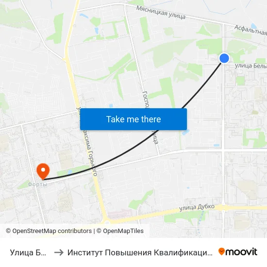 Улица Белые Росы to Институт Повышения Квалификации И Переподготовки Кадров Гргу map