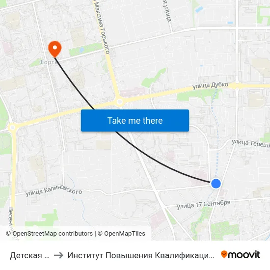 Детская Больница to Институт Повышения Квалификации И Переподготовки Кадров Гргу map