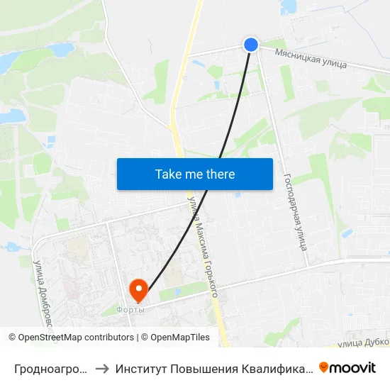 Гродноагроспецавтотранс to Институт Повышения Квалификации И Переподготовки Кадров Гргу map