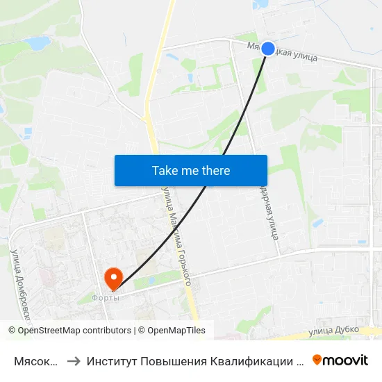 Мясокомбинат to Институт Повышения Квалификации И Переподготовки Кадров Гргу map