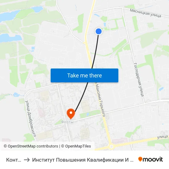 Конте Спа to Институт Повышения Квалификации И Переподготовки Кадров Гргу map