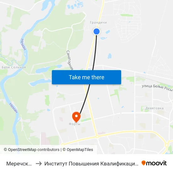 Меречская Застава to Институт Повышения Квалификации И Переподготовки Кадров Гргу map