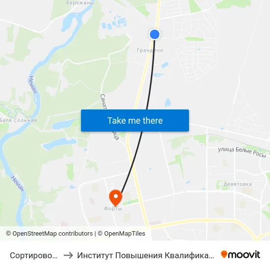 Сортировочный Участок to Институт Повышения Квалификации И Переподготовки Кадров Гргу map