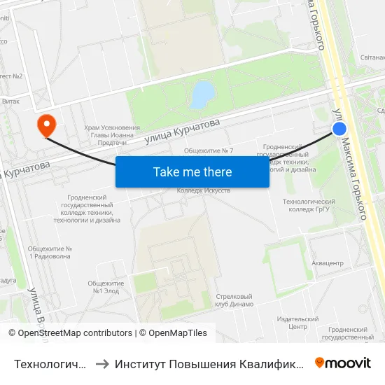 Технологический Колледж to Институт Повышения Квалификации И Переподготовки Кадров Гргу map