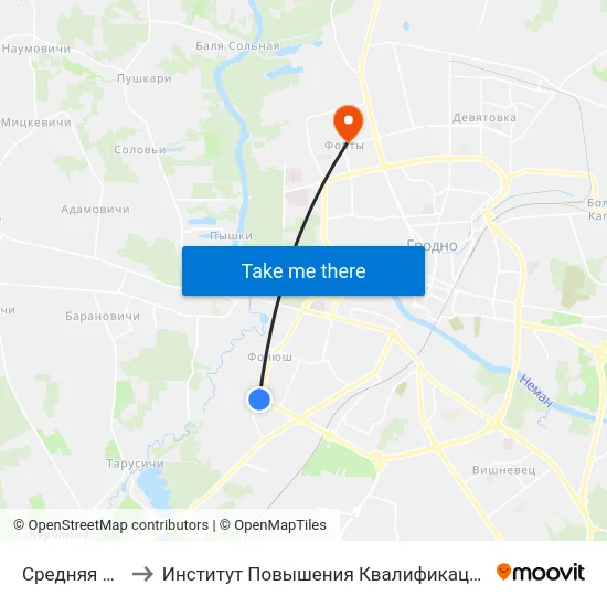 Средняя Школа № 37 to Институт Повышения Квалификации И Переподготовки Кадров Гргу map
