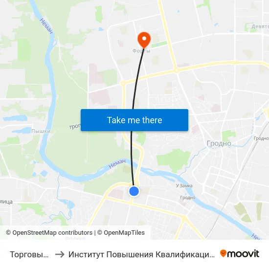 Торговый Колледж to Институт Повышения Квалификации И Переподготовки Кадров Гргу map