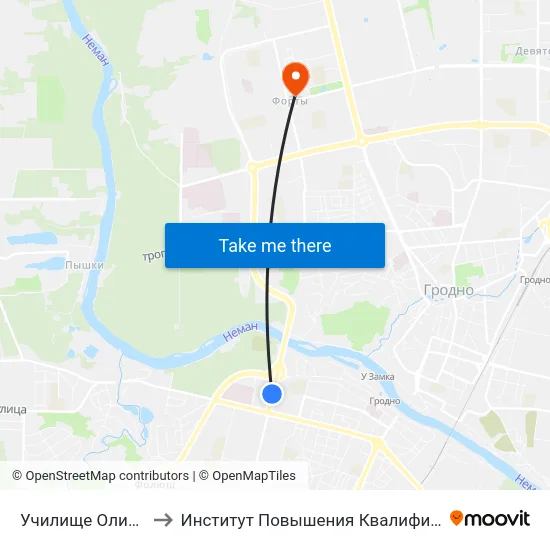 Училище Олимпийского Резерва to Институт Повышения Квалификации И Переподготовки Кадров Гргу map