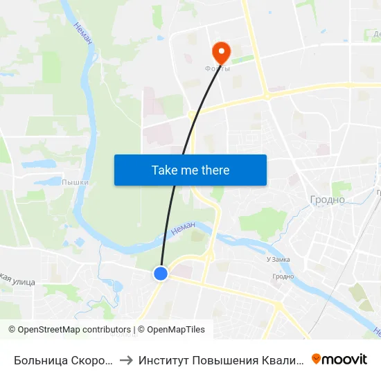 Больница Скорой Медицинской Помощи to Институт Повышения Квалификации И Переподготовки Кадров Гргу map