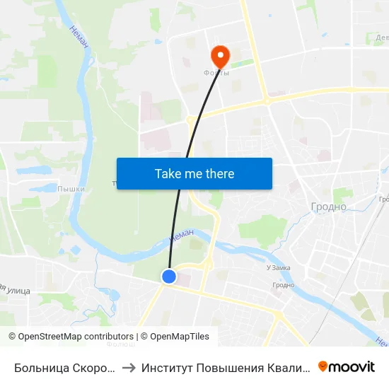 Больница Скорой Медицинской Помощи to Институт Повышения Квалификации И Переподготовки Кадров Гргу map