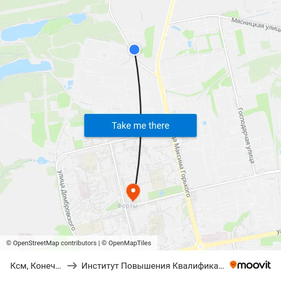 Ксм, Конечная (Высадка) to Институт Повышения Квалификации И Переподготовки Кадров Гргу map