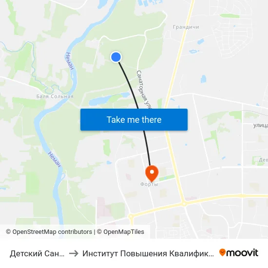 Детский Санаторий «Неман» to Институт Повышения Квалификации И Переподготовки Кадров Гргу map