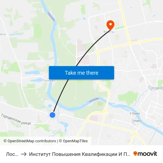 Лососно to Институт Повышения Квалификации И Переподготовки Кадров Гргу map