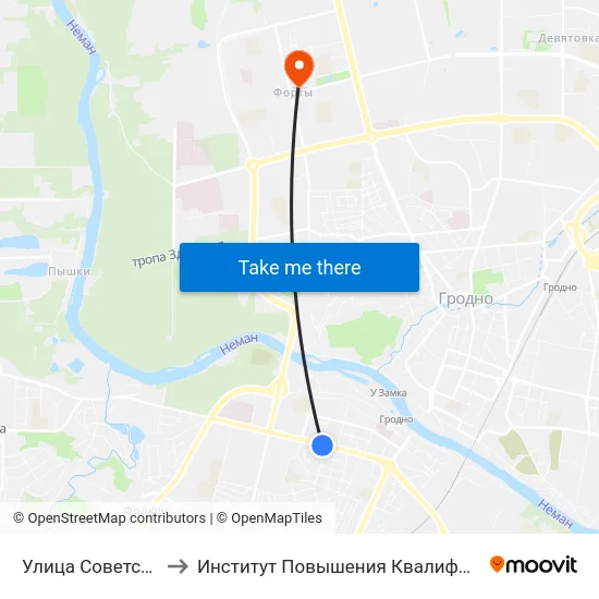 Улица Советских Пограничников to Институт Повышения Квалификации И Переподготовки Кадров Гргу map