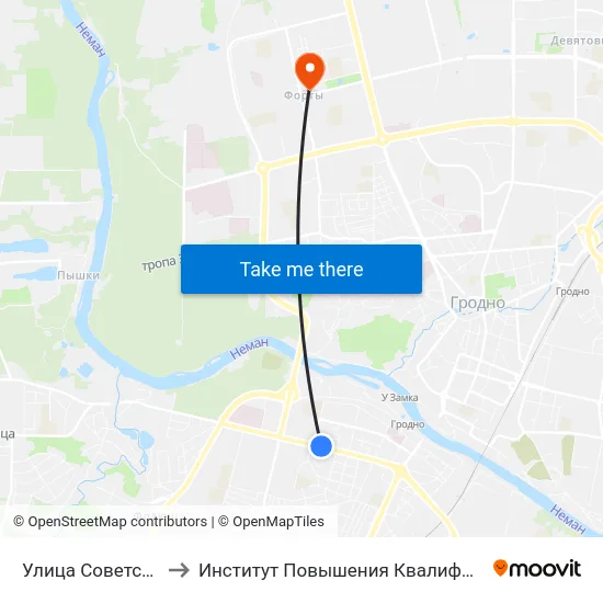 Улица Советских Пограничников to Институт Повышения Квалификации И Переподготовки Кадров Гргу map