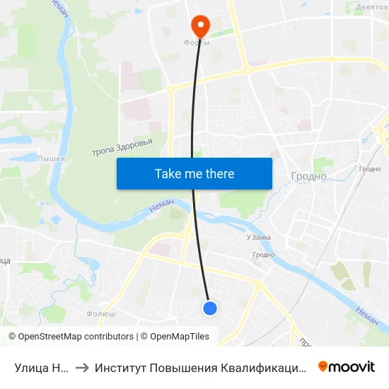 Улица Николаева to Институт Повышения Квалификации И Переподготовки Кадров Гргу map