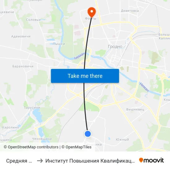 Средняя Школа № 39 to Институт Повышения Квалификации И Переподготовки Кадров Гргу map