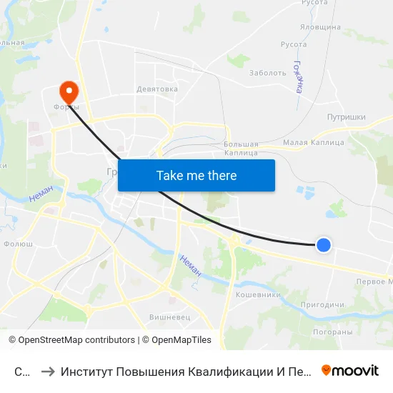 Сму-4 to Институт Повышения Квалификации И Переподготовки Кадров Гргу map