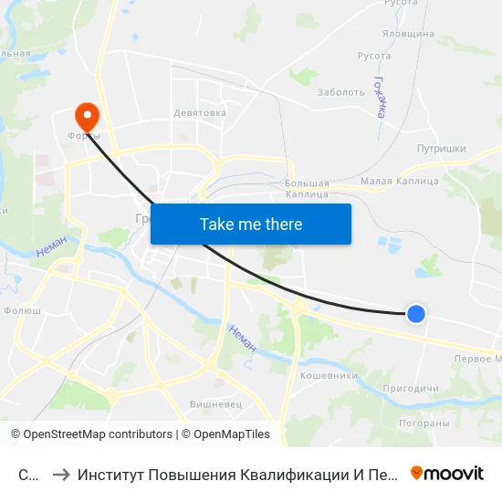 Сму-4 to Институт Повышения Квалификации И Переподготовки Кадров Гргу map
