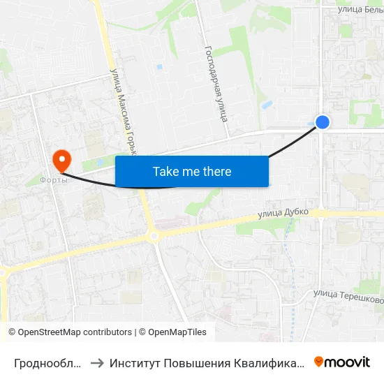 Гроднооблнефтепродукт to Институт Повышения Квалификации И Переподготовки Кадров Гргу map