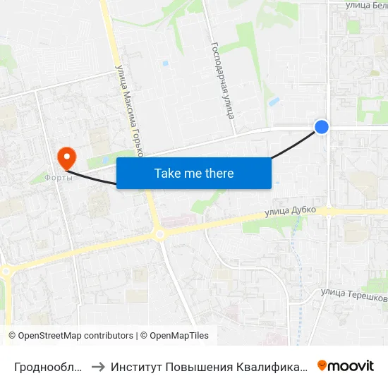 Гроднооблнефтепродукт to Институт Повышения Квалификации И Переподготовки Кадров Гргу map