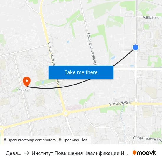 Девятовка to Институт Повышения Квалификации И Переподготовки Кадров Гргу map