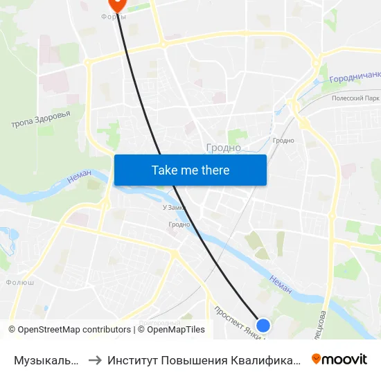 Музыкальный Колледж to Институт Повышения Квалификации И Переподготовки Кадров Гргу map