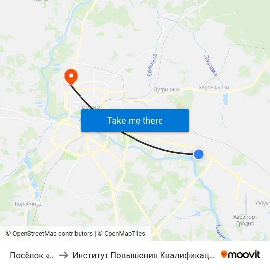 Посёлок «Береговой» to Институт Повышения Квалификации И Переподготовки Кадров Гргу map