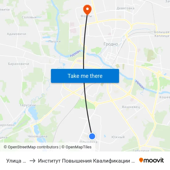 Улица 8 Марта to Институт Повышения Квалификации И Переподготовки Кадров Гргу map