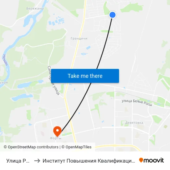 Улица Рожанского to Институт Повышения Квалификации И Переподготовки Кадров Гргу map