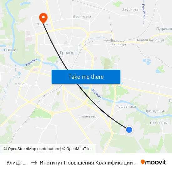 Улица Молодая to Институт Повышения Квалификации И Переподготовки Кадров Гргу map
