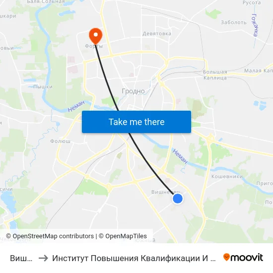 Вишневец to Институт Повышения Квалификации И Переподготовки Кадров Гргу map