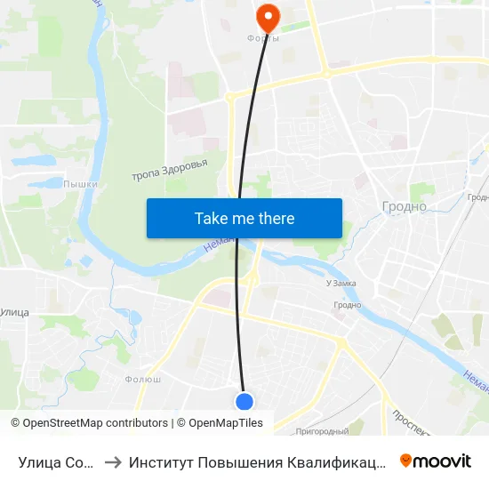 Улица Соколовского to Институт Повышения Квалификации И Переподготовки Кадров Гргу map