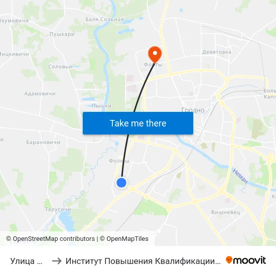 Улица Данилова to Институт Повышения Квалификации И Переподготовки Кадров Гргу map