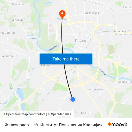 Железнодорожный Переезд to Институт Повышения Квалификации И Переподготовки Кадров Гргу map