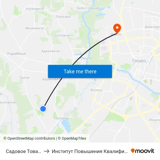Садовое Товарищество «Волга» to Институт Повышения Квалификации И Переподготовки Кадров Гргу map