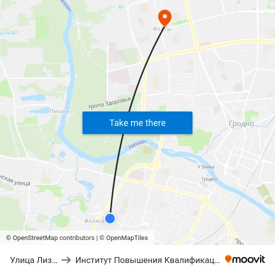 Улица Лизы Чайкиной to Институт Повышения Квалификации И Переподготовки Кадров Гргу map