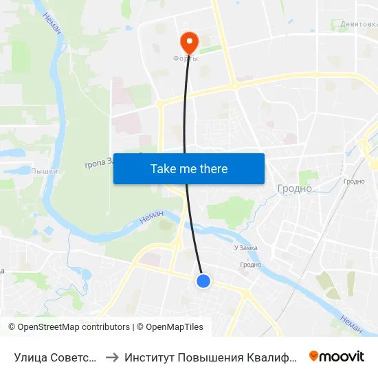 Улица Советских Пограничников to Институт Повышения Квалификации И Переподготовки Кадров Гргу map