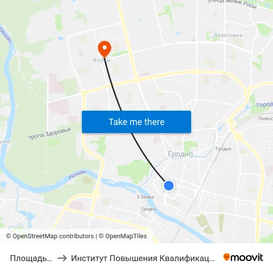 Площадь Советская to Институт Повышения Квалификации И Переподготовки Кадров Гргу map