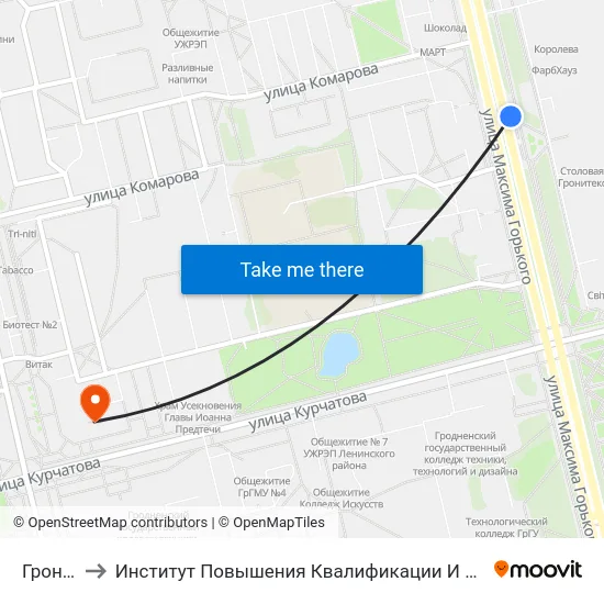 Гронитекс to Институт Повышения Квалификации И Переподготовки Кадров Гргу map