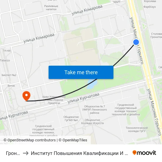 Гронитекс to Институт Повышения Квалификации И Переподготовки Кадров Гргу map